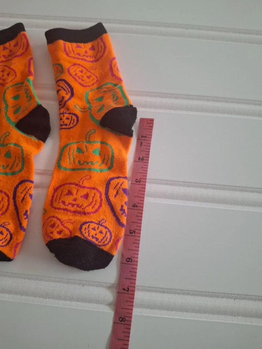 Halloween Pumpkin Crew Socks Orange Jack O Lantern Spooky Kitsch Goth Fall